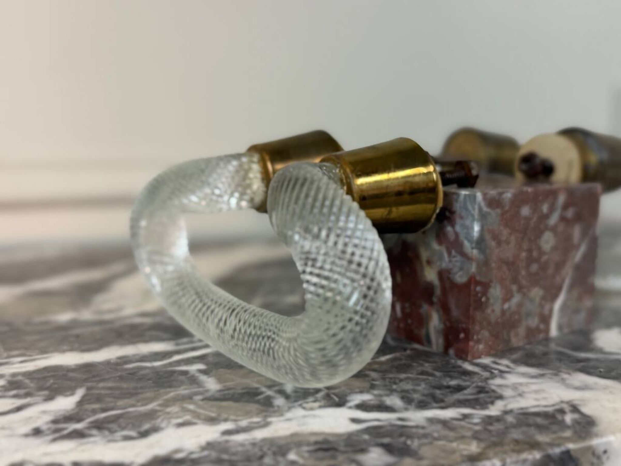 Pair of Murano glass and brass handles, Venice circa 1930
