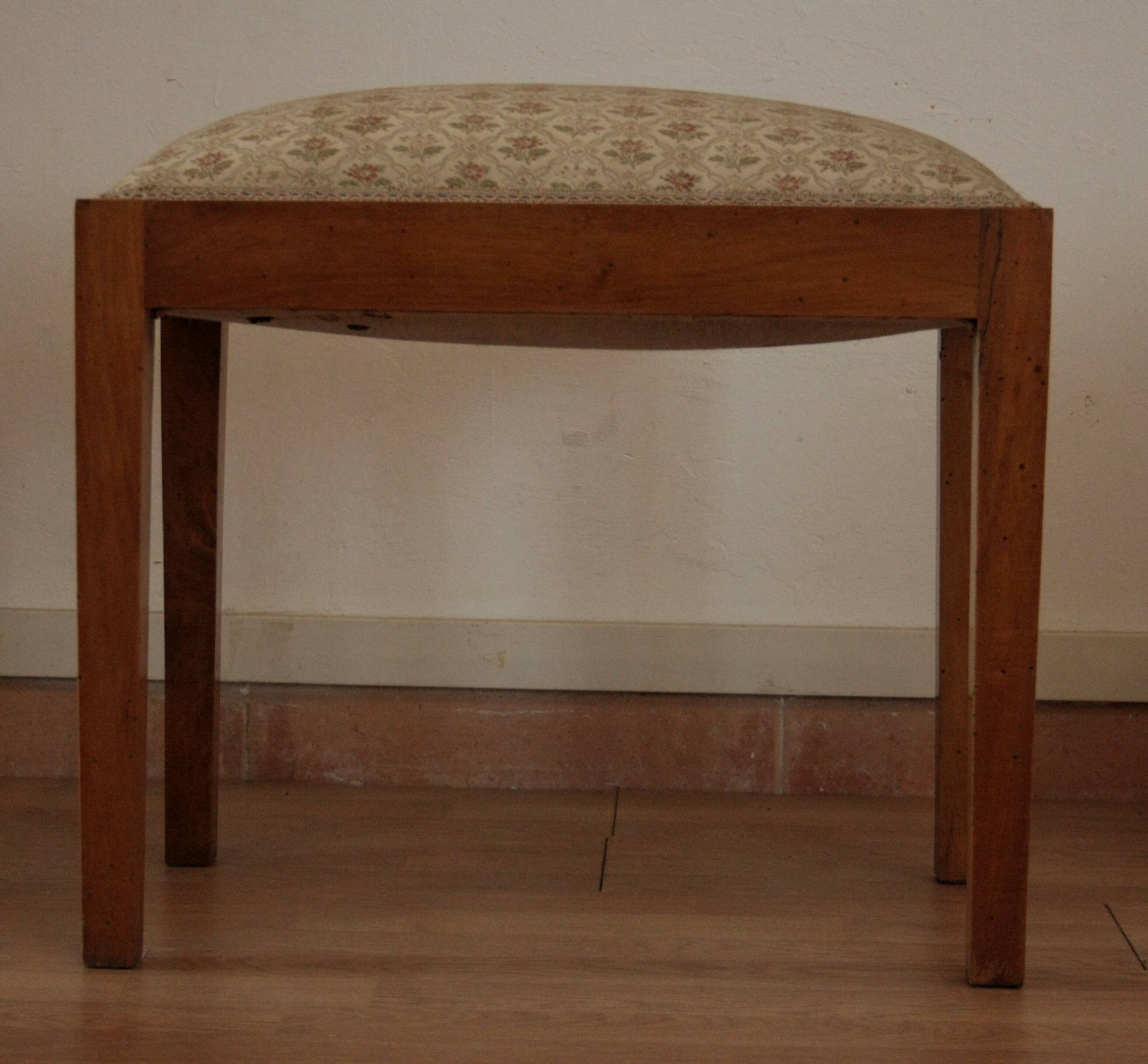 Vintage stool-bench in solid walnut wood, 1950s-60s