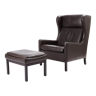 Mid-Century danish highback armchair with footrest