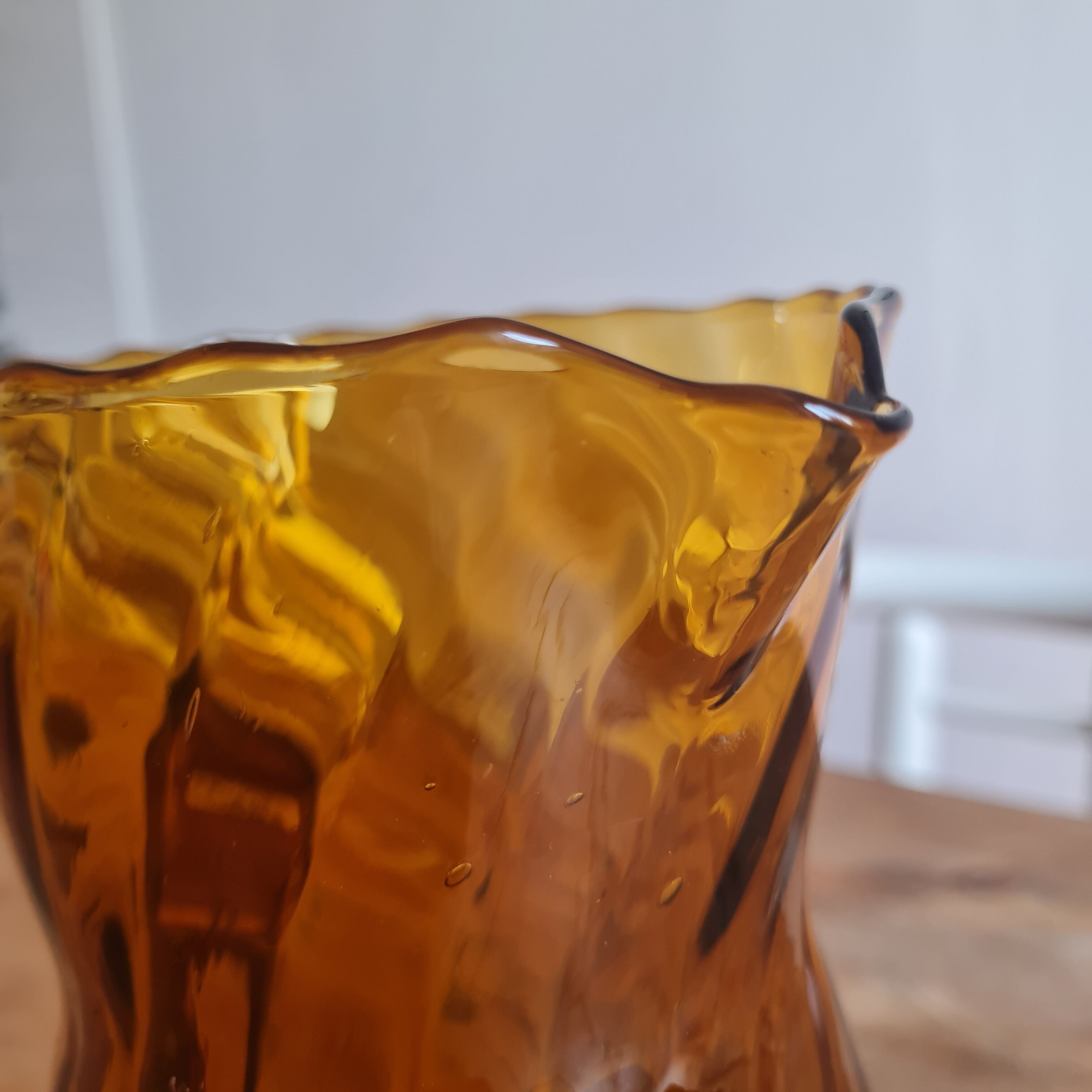 Amber blown glass decanter