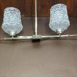 Vintage 1960s glass and brass chandelier from the 50s - 2 branches