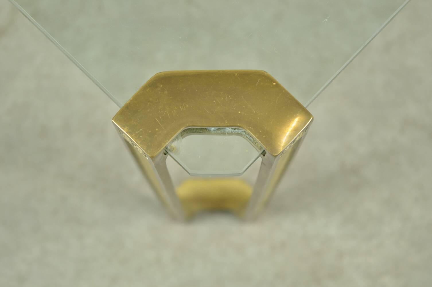 GLASS & BRASS coffee table by Peter Ghyczy, 1970s