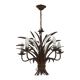 Vintage Hollywood Regency Wheat Sheaf Gold Gilt Metal 5 Light Chandelier