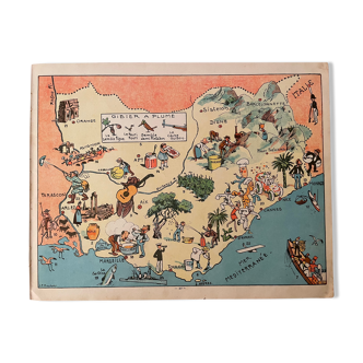 Affiche vintage carte illustrée de la Provence - JP Pinchon