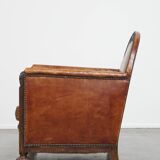 Sheepskin Leather Art Deco Design Armchair