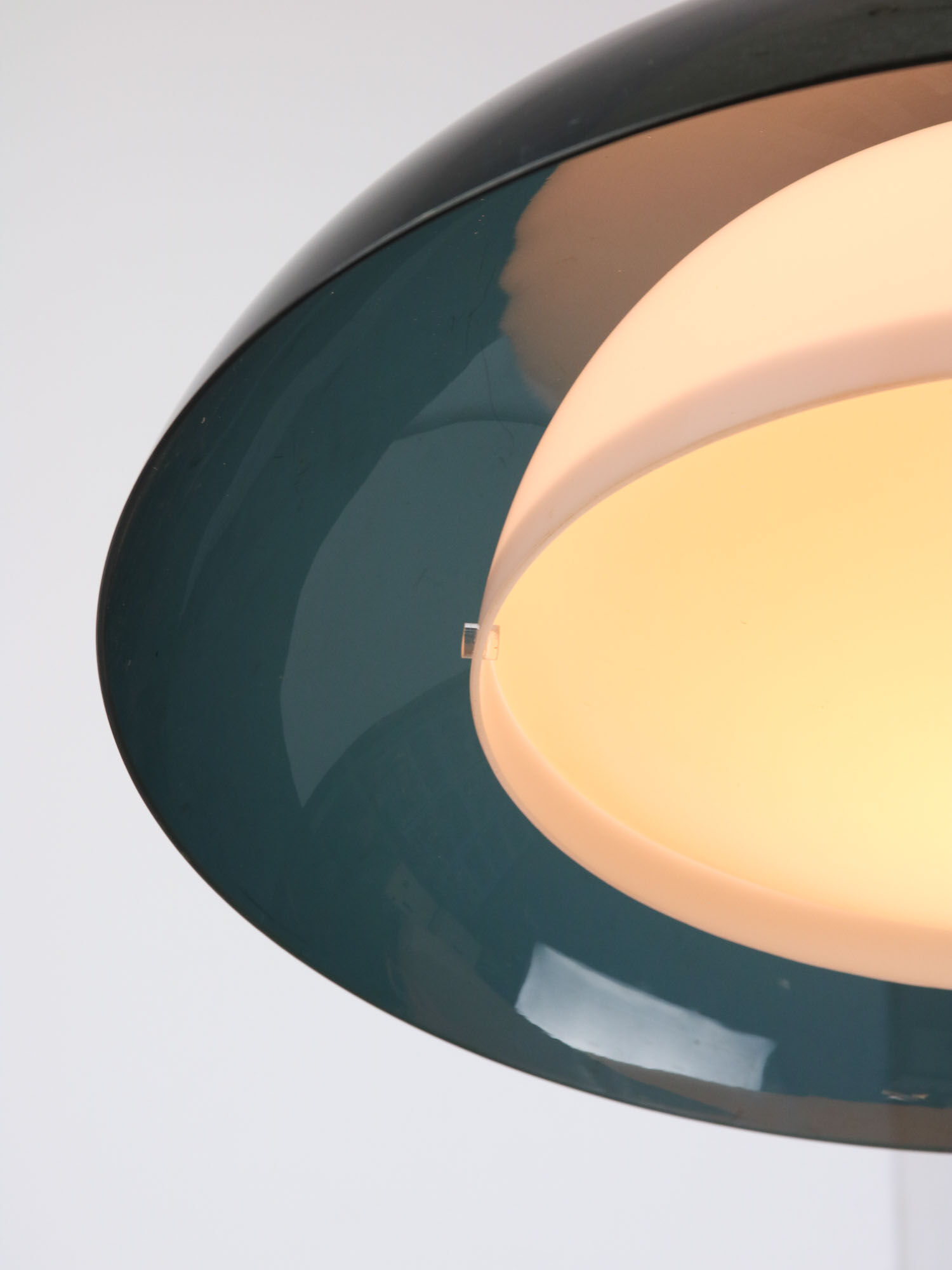 Italian green space age pendant lamp in plexiglass, 70s