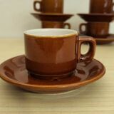5 bistro cups and their saucers