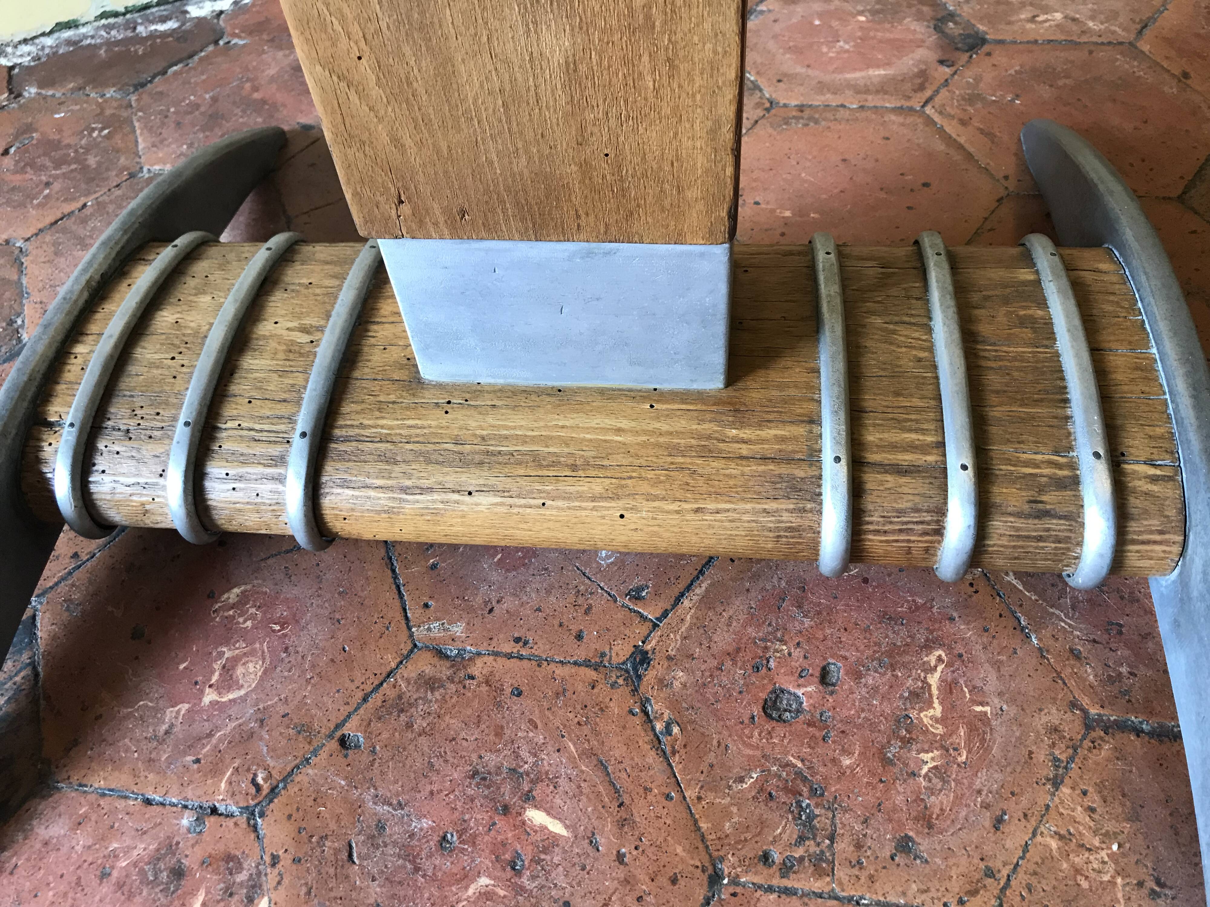 Old vintage wooden metal bistro table 40/50