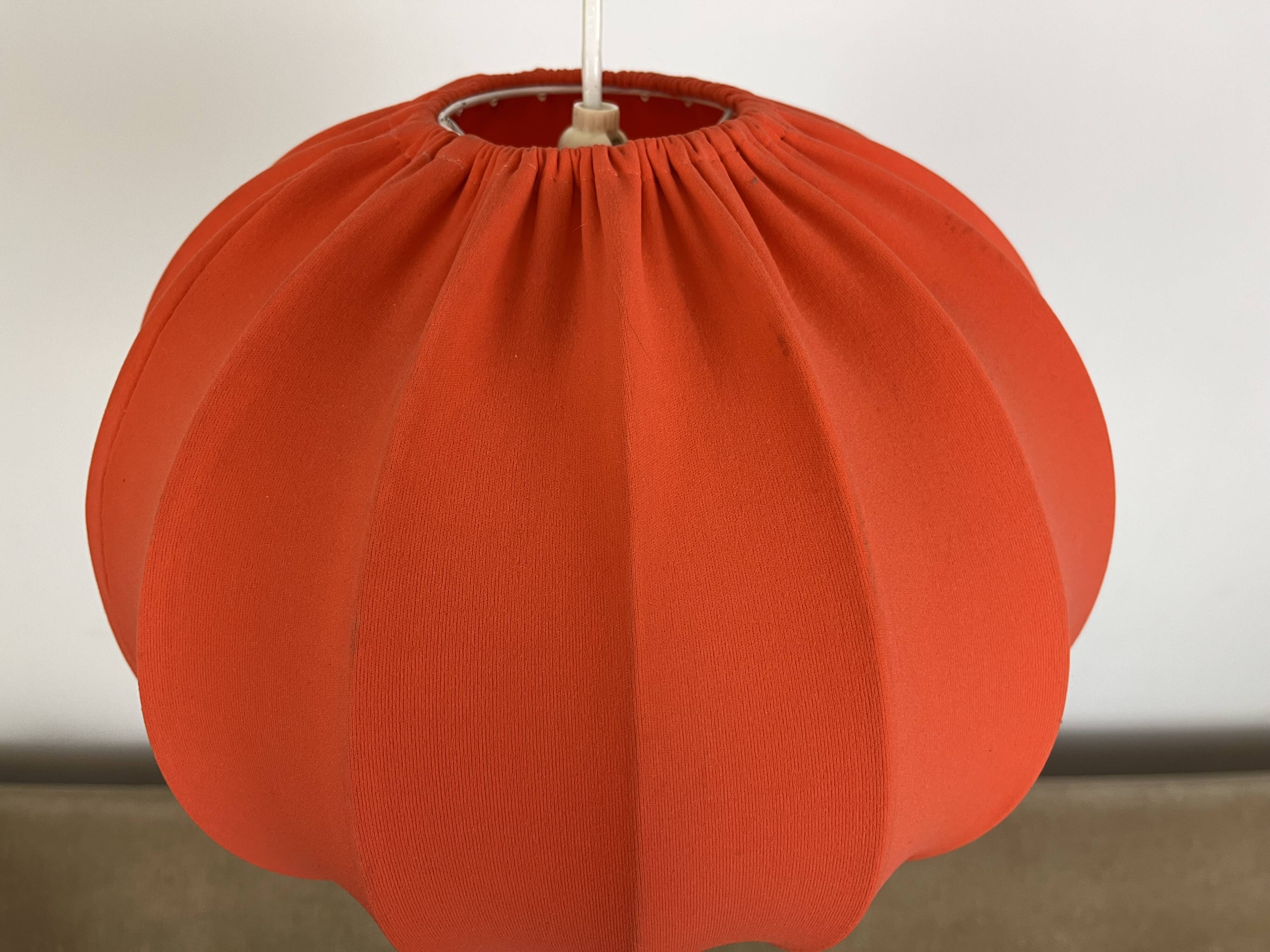 Cocoon orange fabric pendant light, 70s vintage style