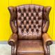 Fauteuil inclinable chesterfield vintage fait main marron