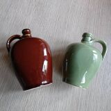 2 small glazed stoneware bottles