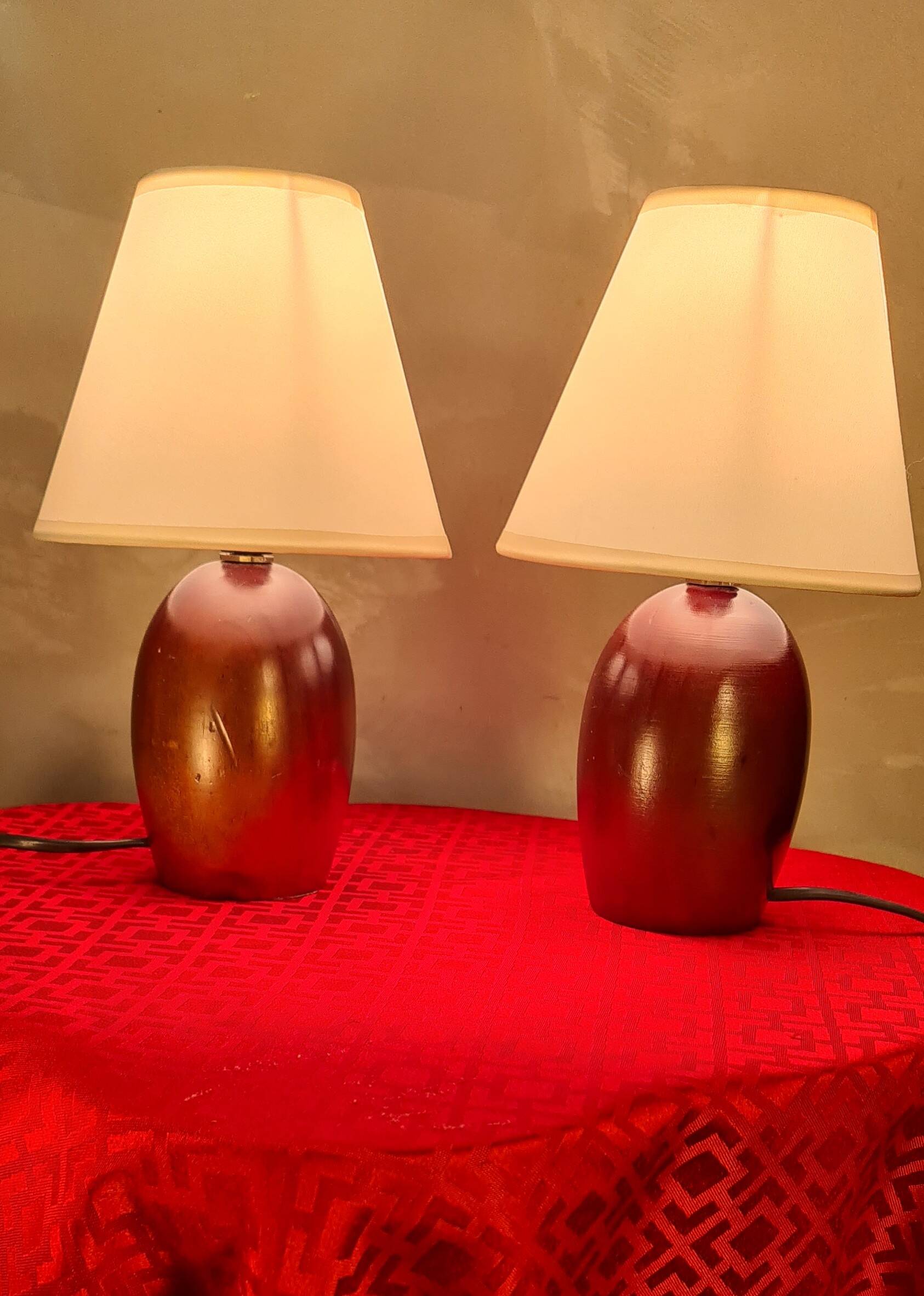 pair of small Scandinavian style bedside lamps 25x15
