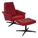 Red Faux Leather Swivel Chair and Footrest by Up Zavody 1970