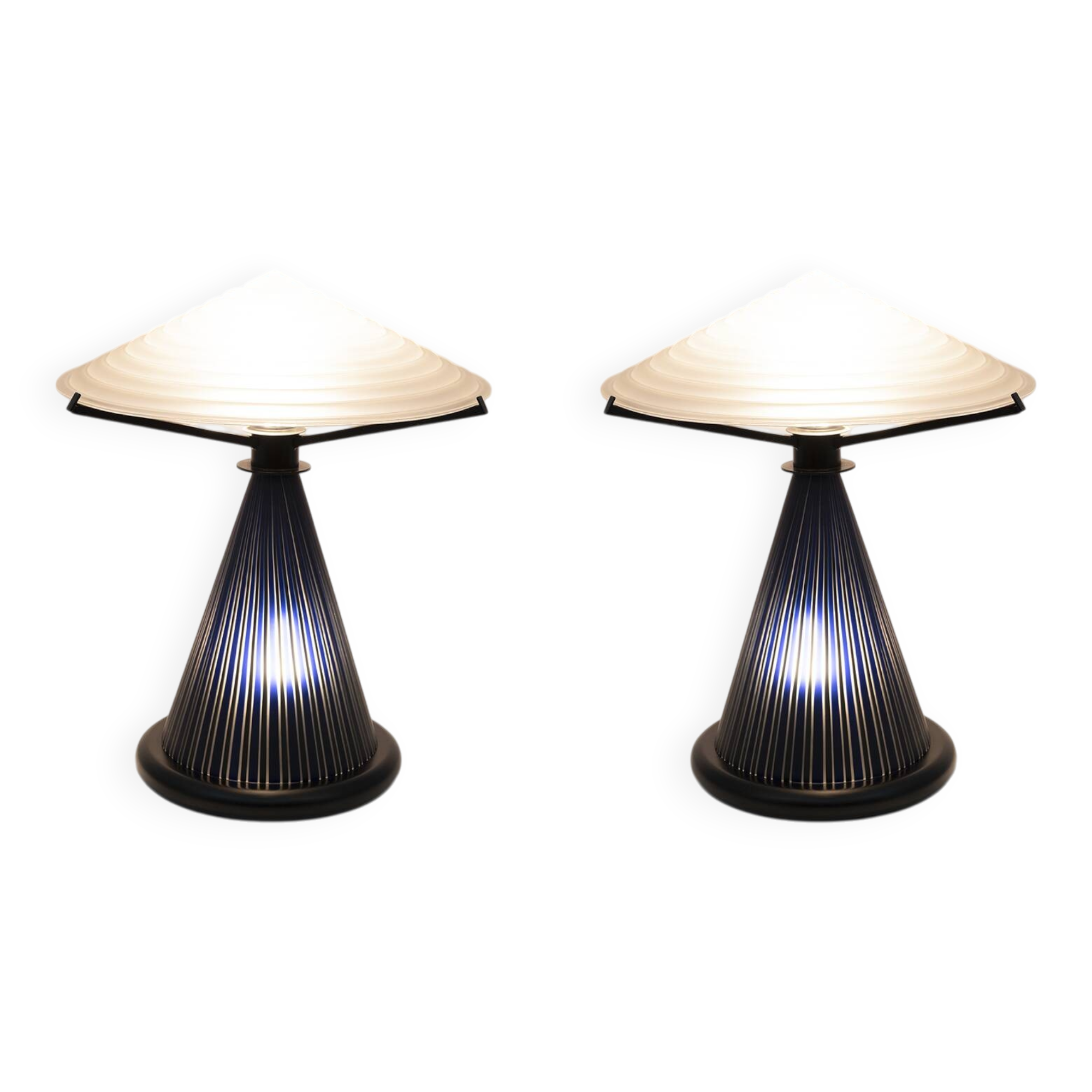Pair of Post Modern Italian Murano Glass Mushroom Table Lamps, 1980s