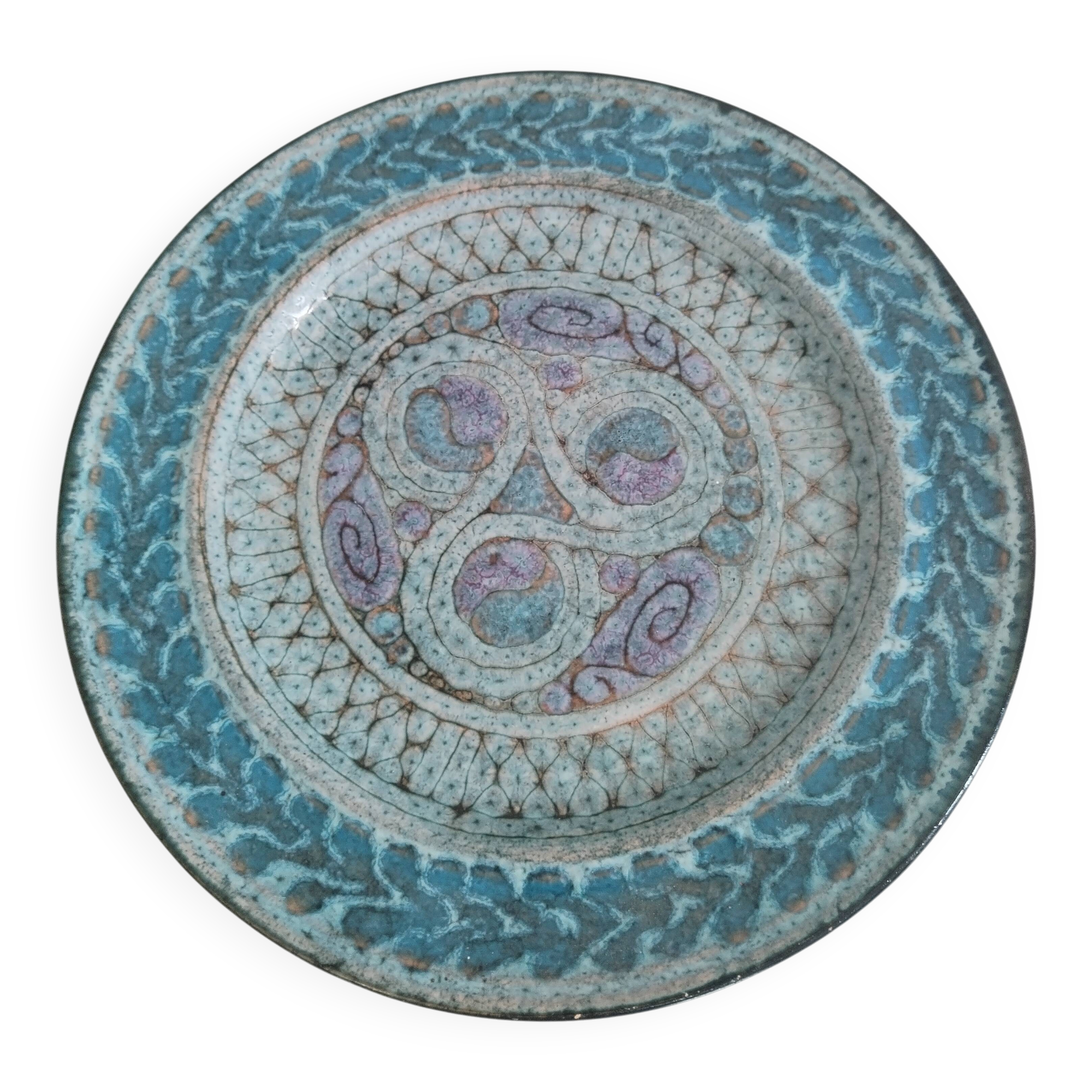 Ceramic plate Robert Le Hénaff - Breton triskell - 1986
