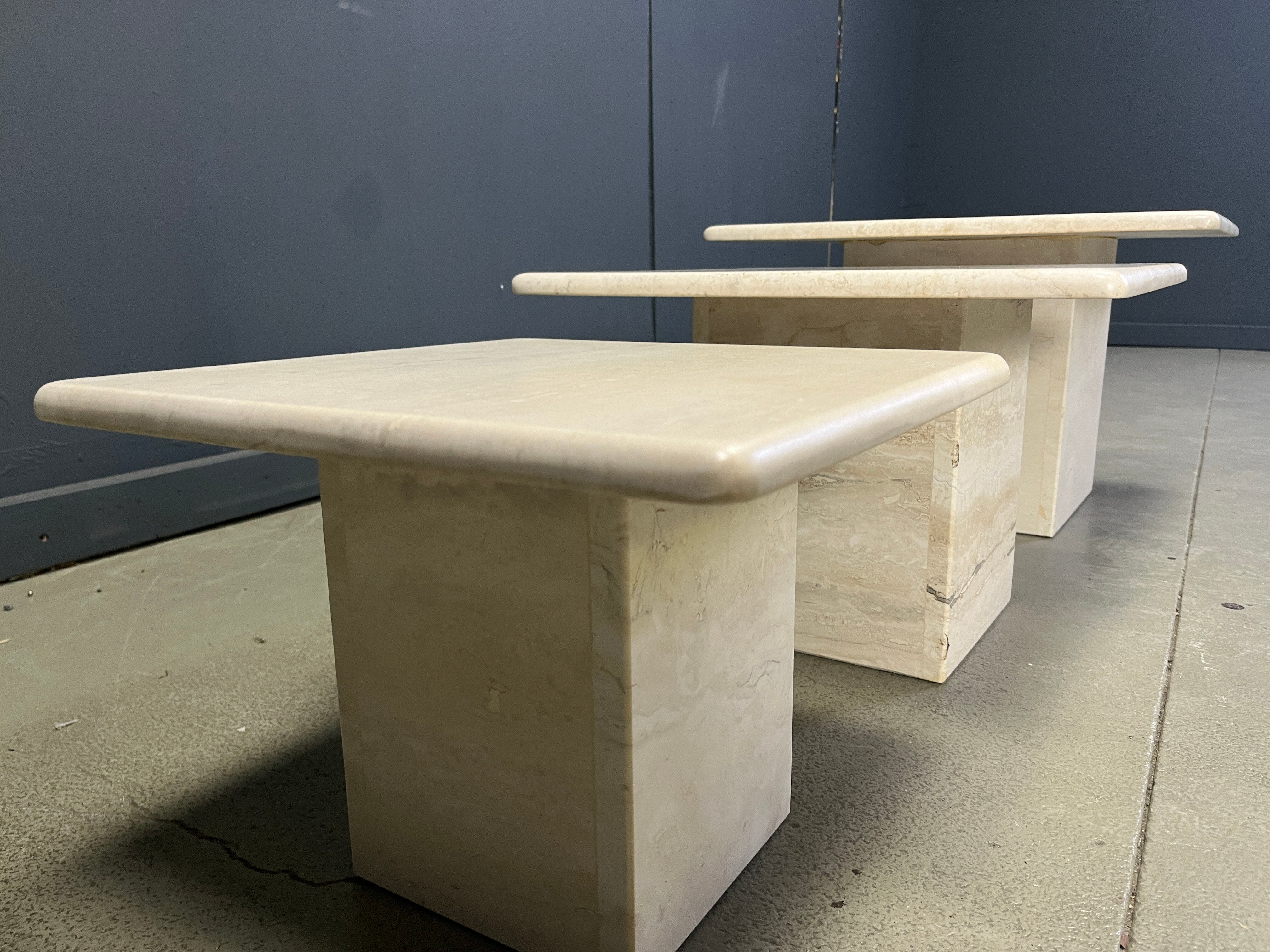 Vintage travertine nesting tables or side tables, 1970s