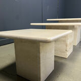 Vintage travertine nesting tables or side tables, 1970s