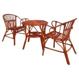 Mid Century Modern Bamboo Chairs and Table Set, Italy 1960s