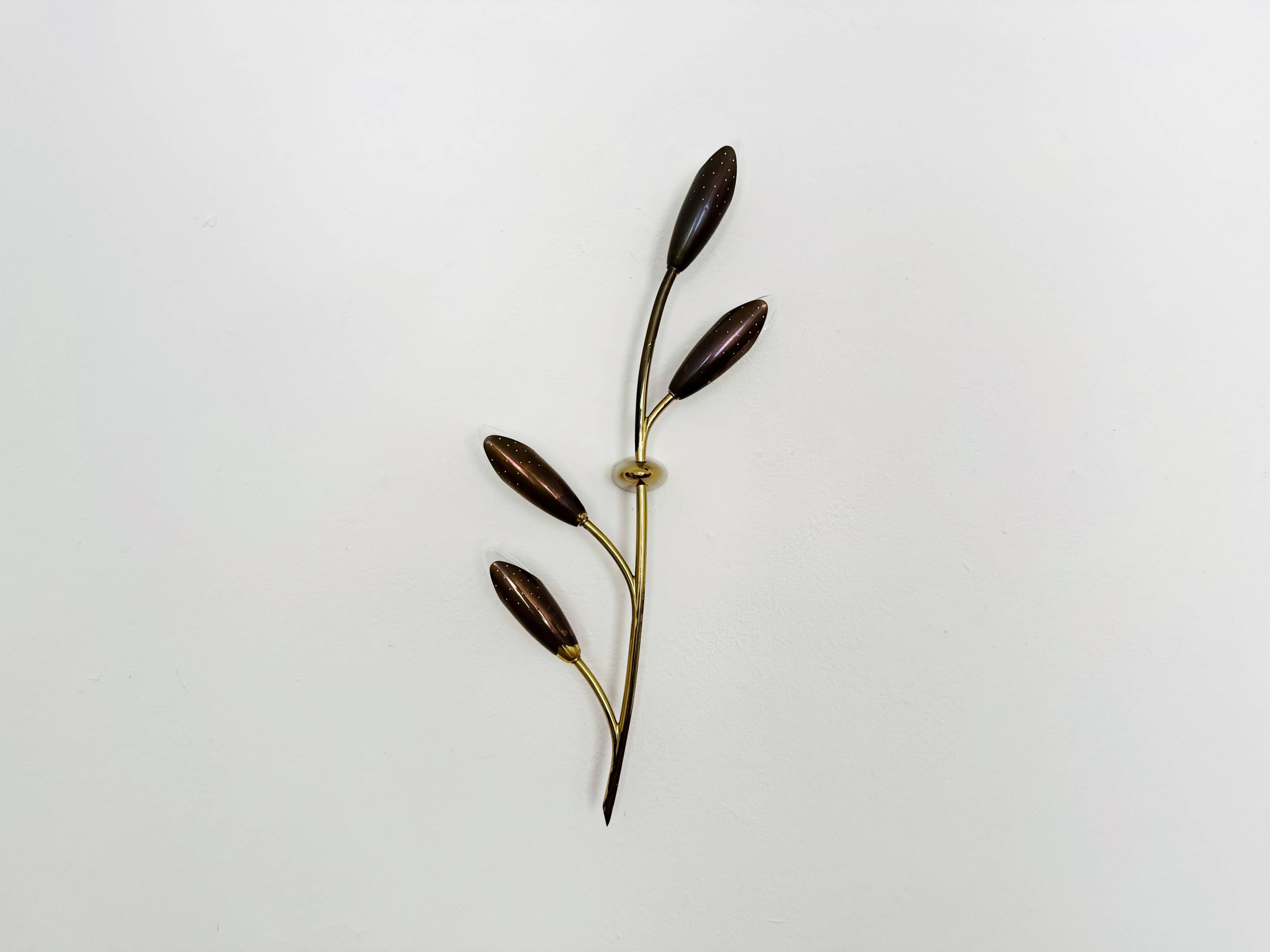 Floral Brass Wall Lamp by Rupert Nikoll