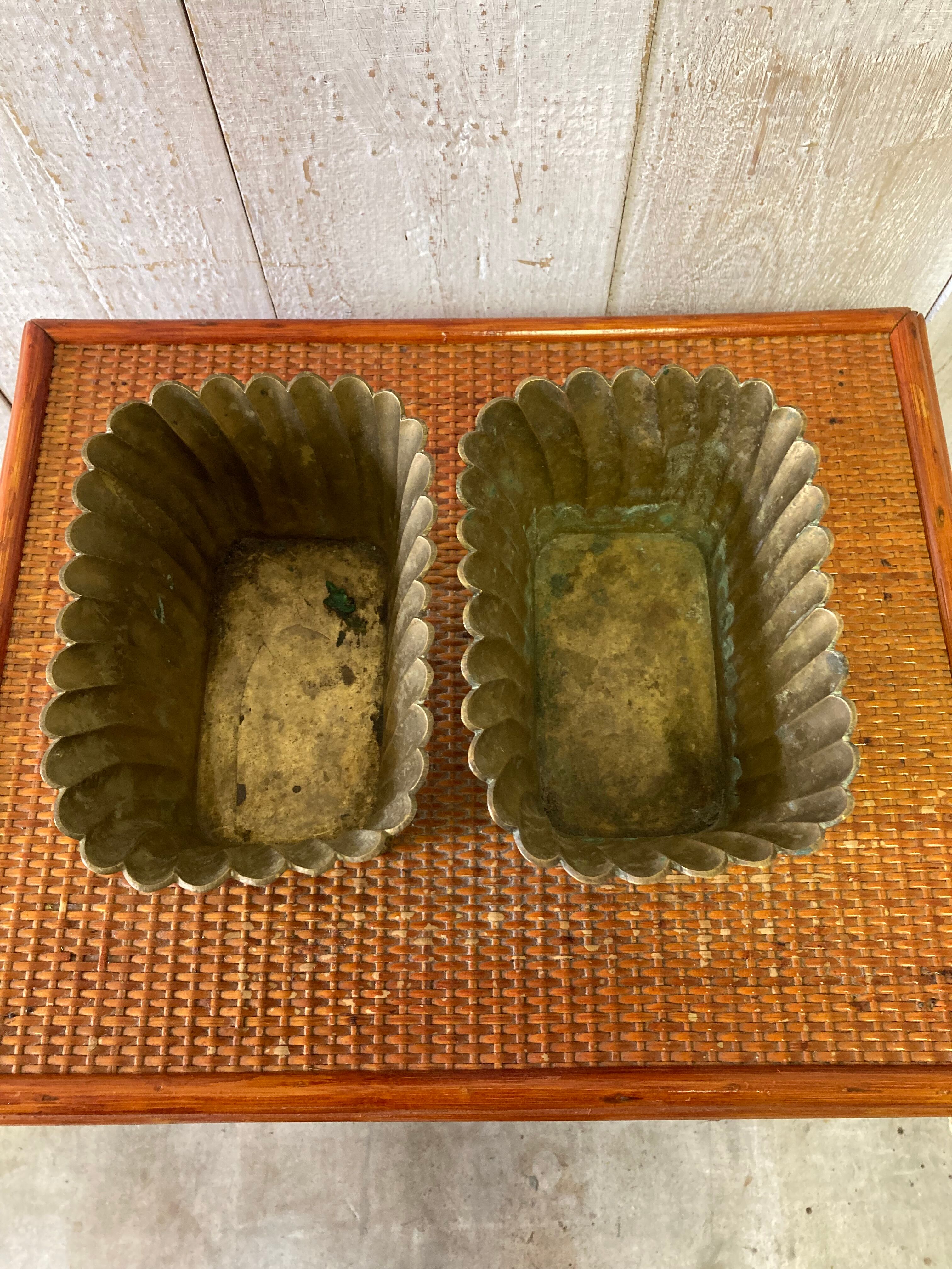 Pair of brass planters