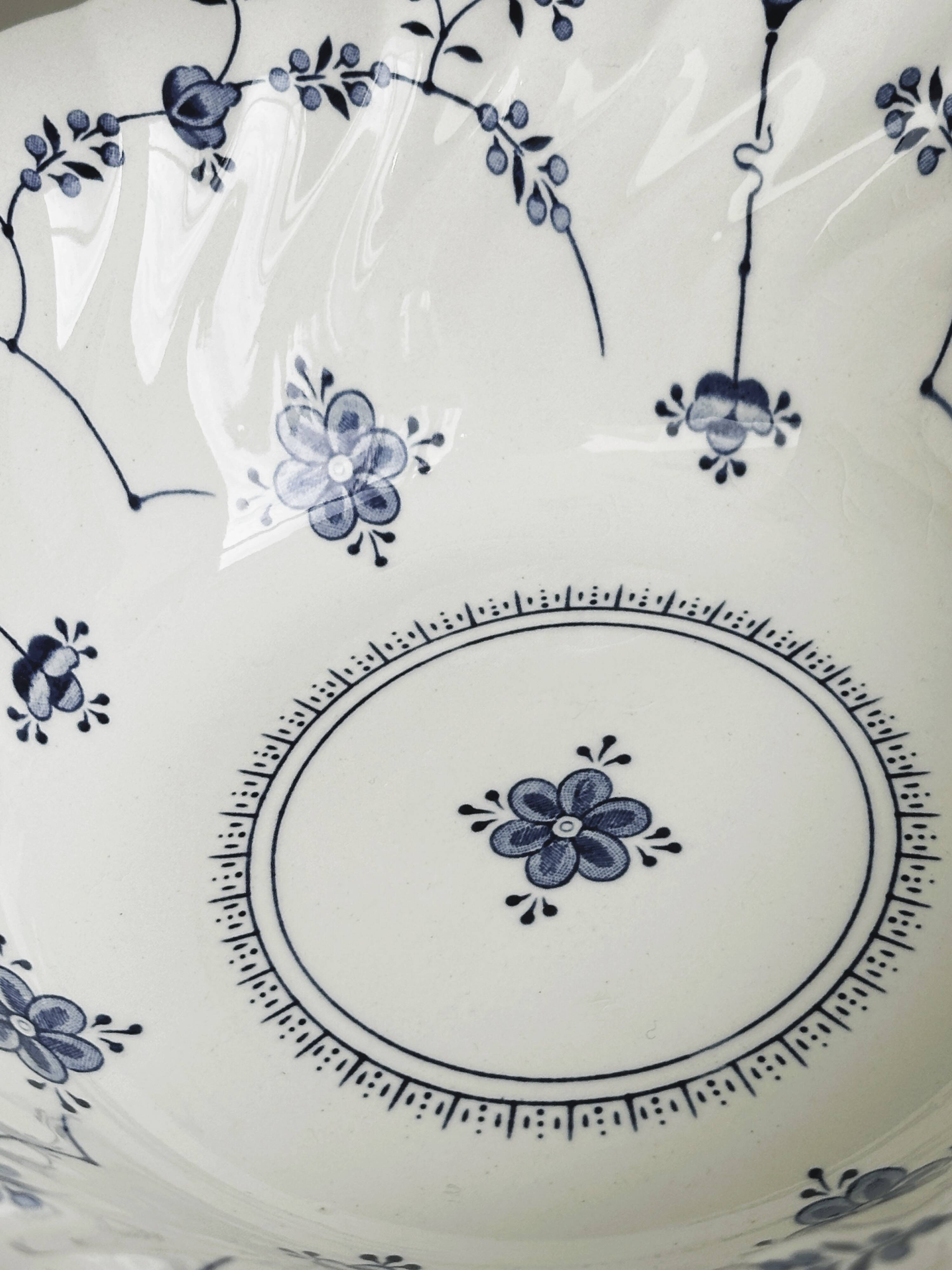 Small Myott porcelain salad bowl, blue floral decoration
