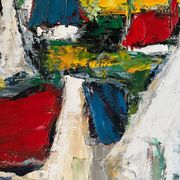 The colored roofs, knife technique, signed