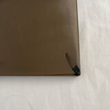 Brushed gold aluminum and smoked glass shelf from the 70s