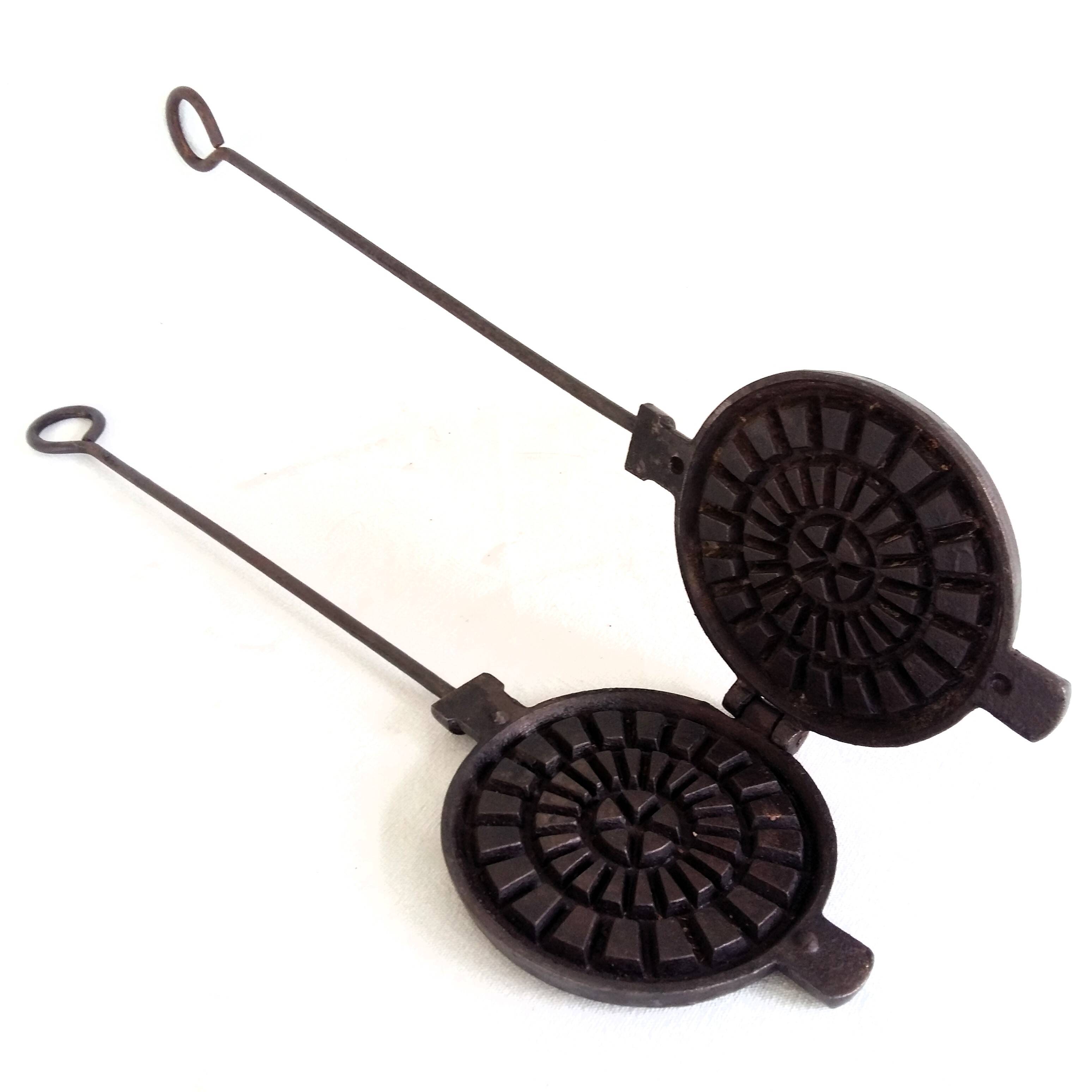 Antique Waffle Iron. French Godin Waffle Maker. Cast Iron Waffle Pan.