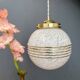 Vintage white Clichy glass globe pendant light