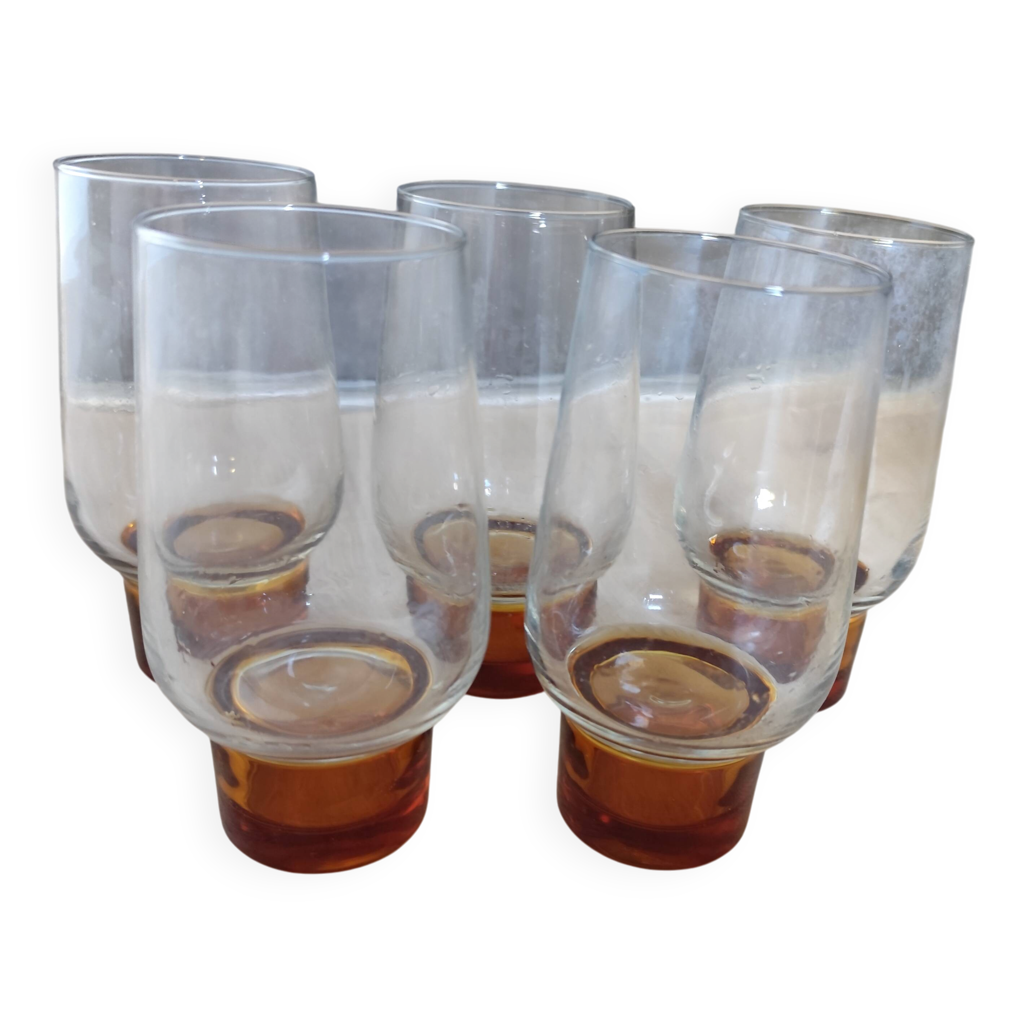 Série de 5 verres chope verre coloré 37 Cl Luminarc Années 60/70 vintage