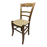 Chaise paysanne XIXe restaurée – tressage corde danoise fait main