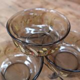 Set of 4 smoked bowls with Arcoroc wheat ear decoration