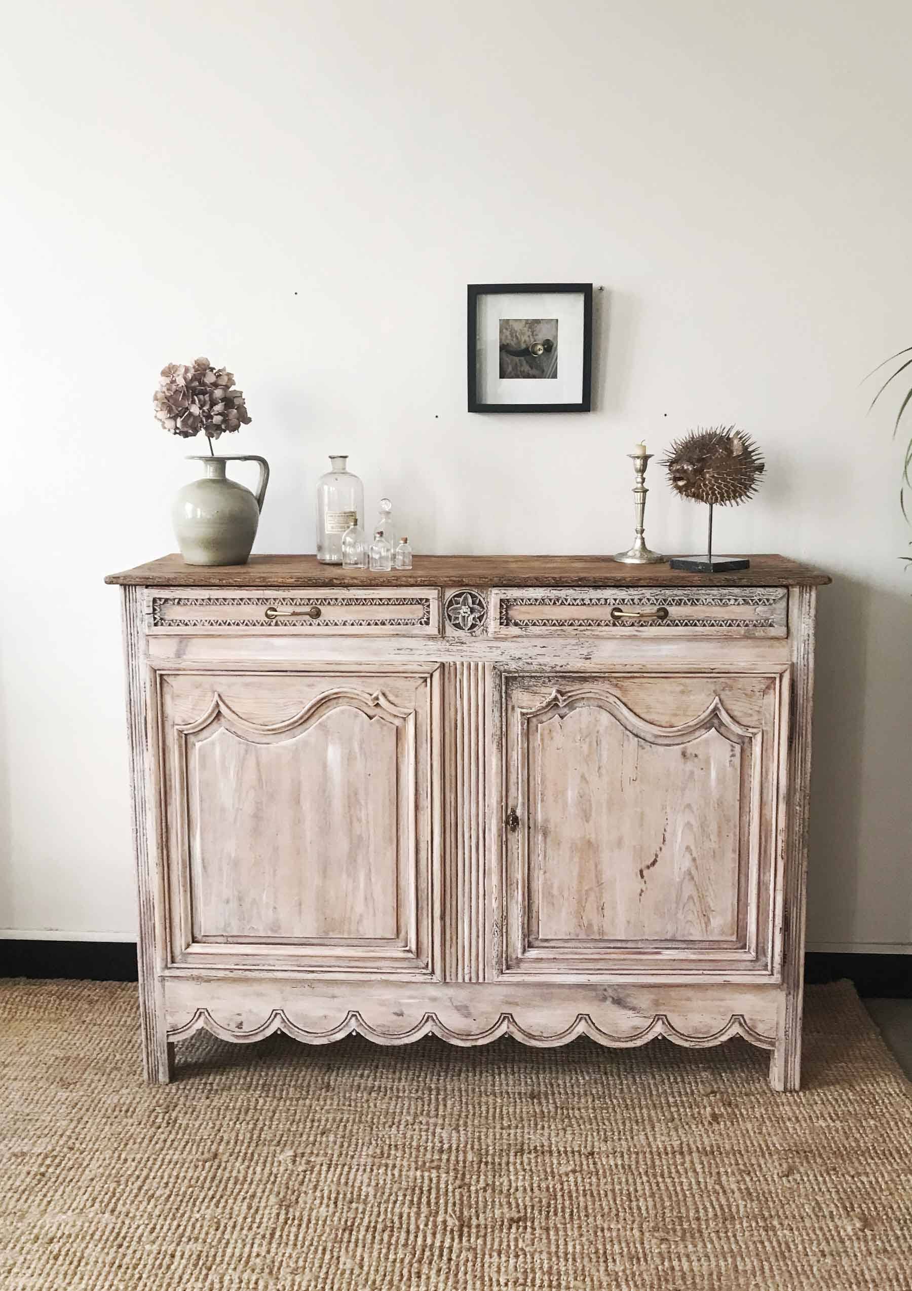 Patinated and sculpted buffet