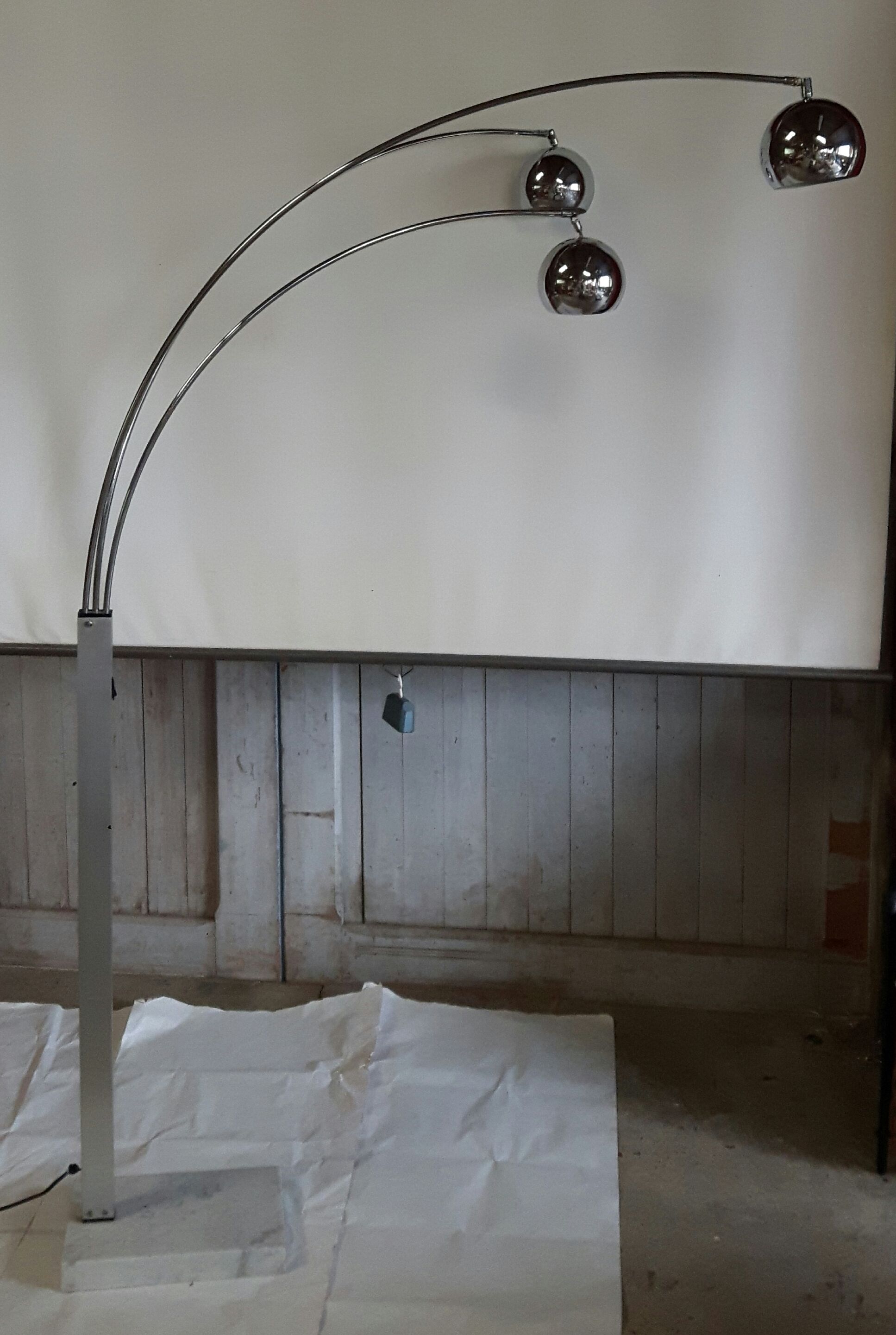 Lampe 3 boules chromées