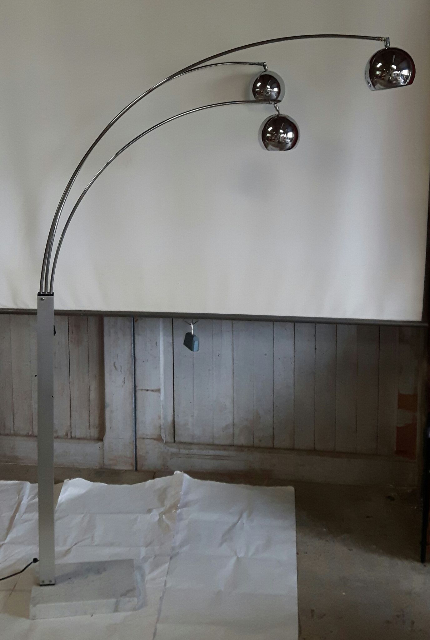 Lampe 3 boules chromées