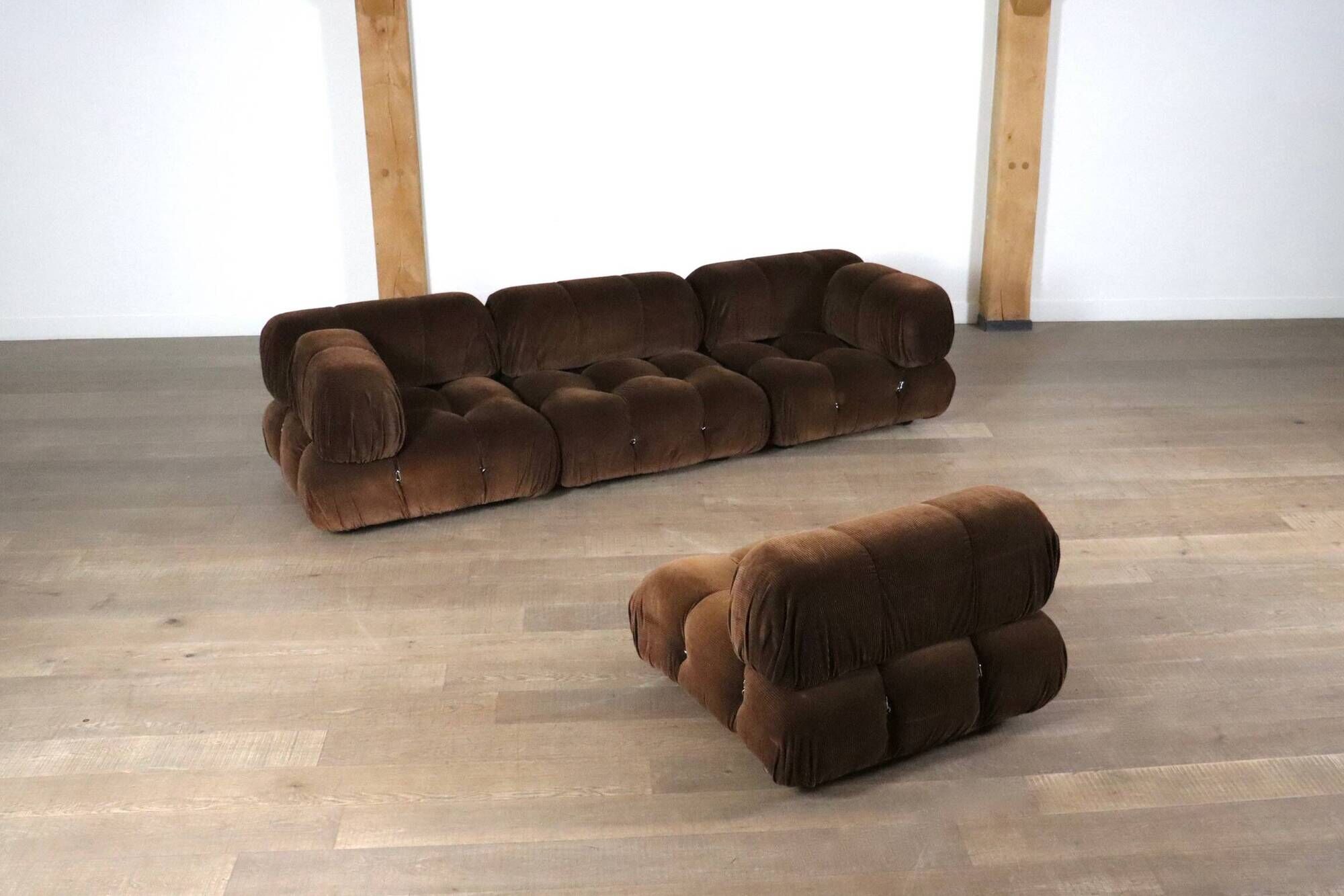 Camaleonda Sofa In Brown Corduroy By Mario Bellini For C&B Italia 1969