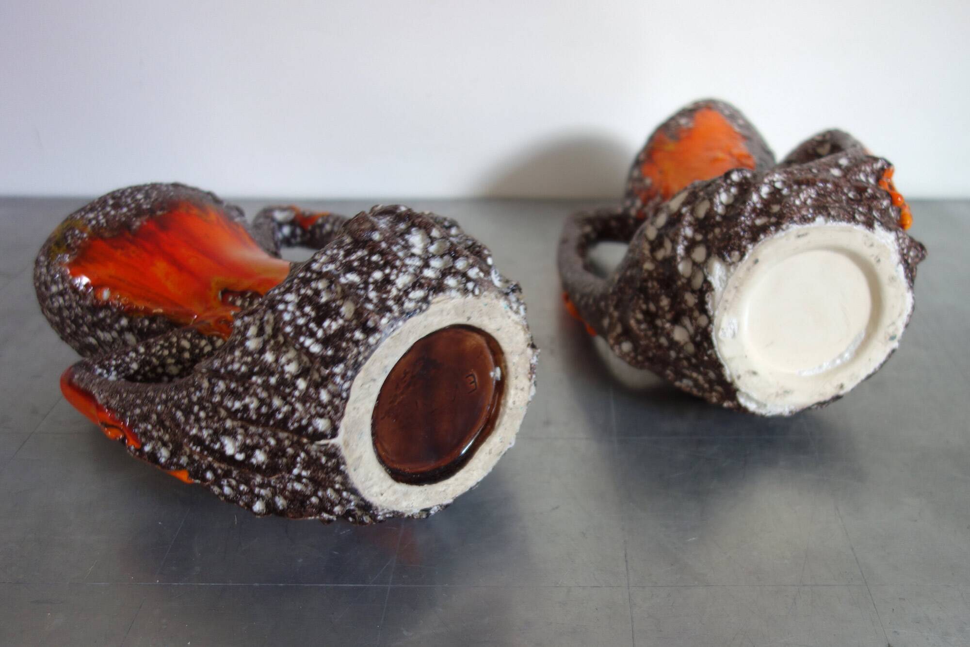 Pair of Fat Lava Vallauris vases from the 1950s