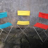Set of three fabric folding chairs