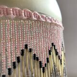 Pendant light in frosted glass and beads