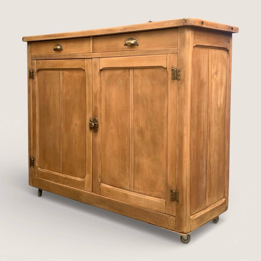 Grand Parisian buffet with billot and butterfly hinges, raw wood, 1930.