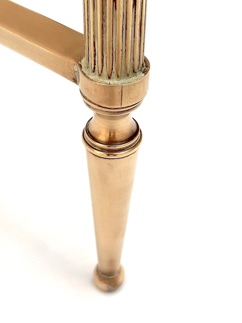 Coffee table brass and round glass design 1960