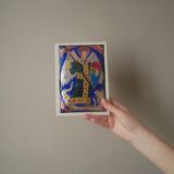 Enamel of the great fire of Saint Michael on a wooden frame religious object Saint Martin Abbey decoration frame