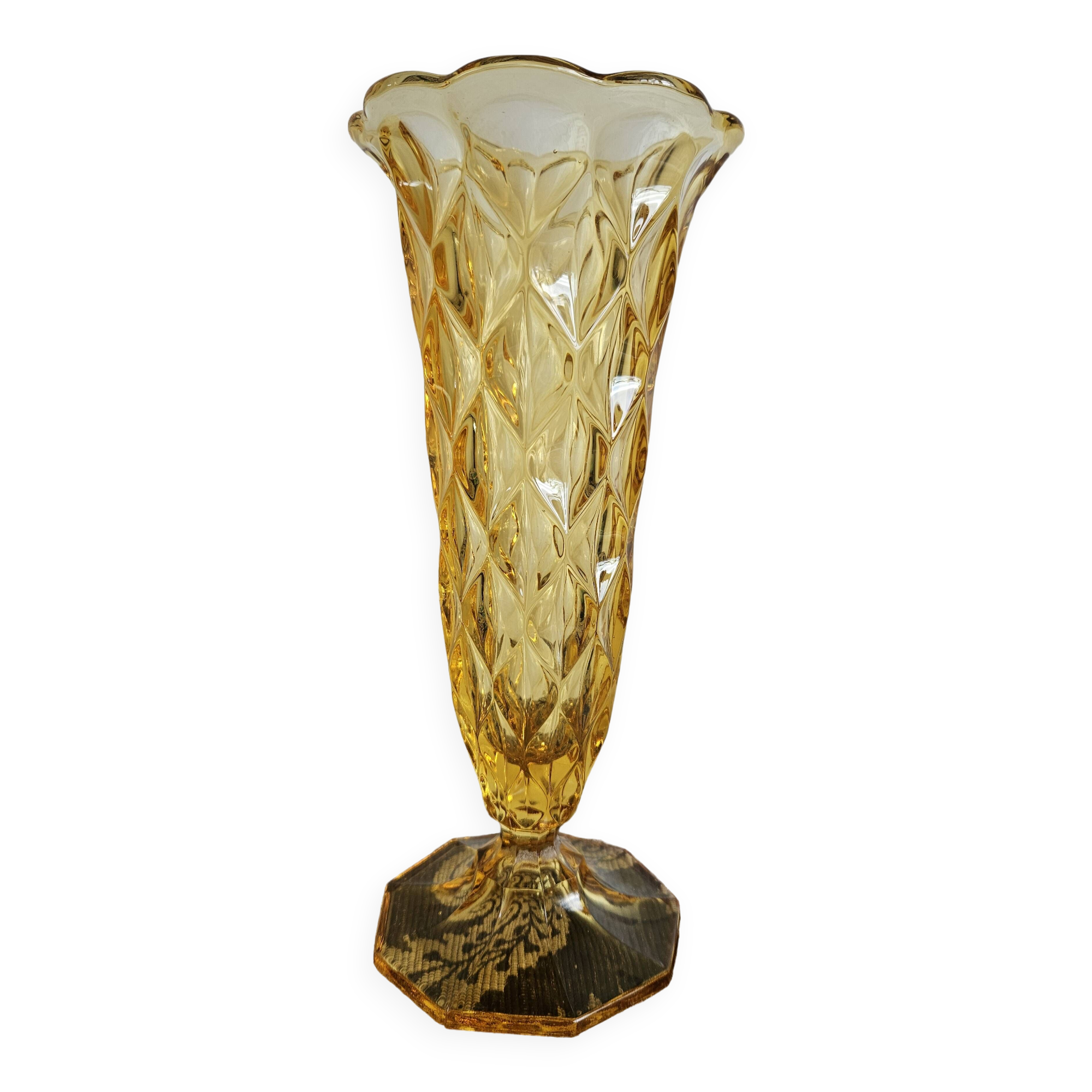 Art deco amber glass vase