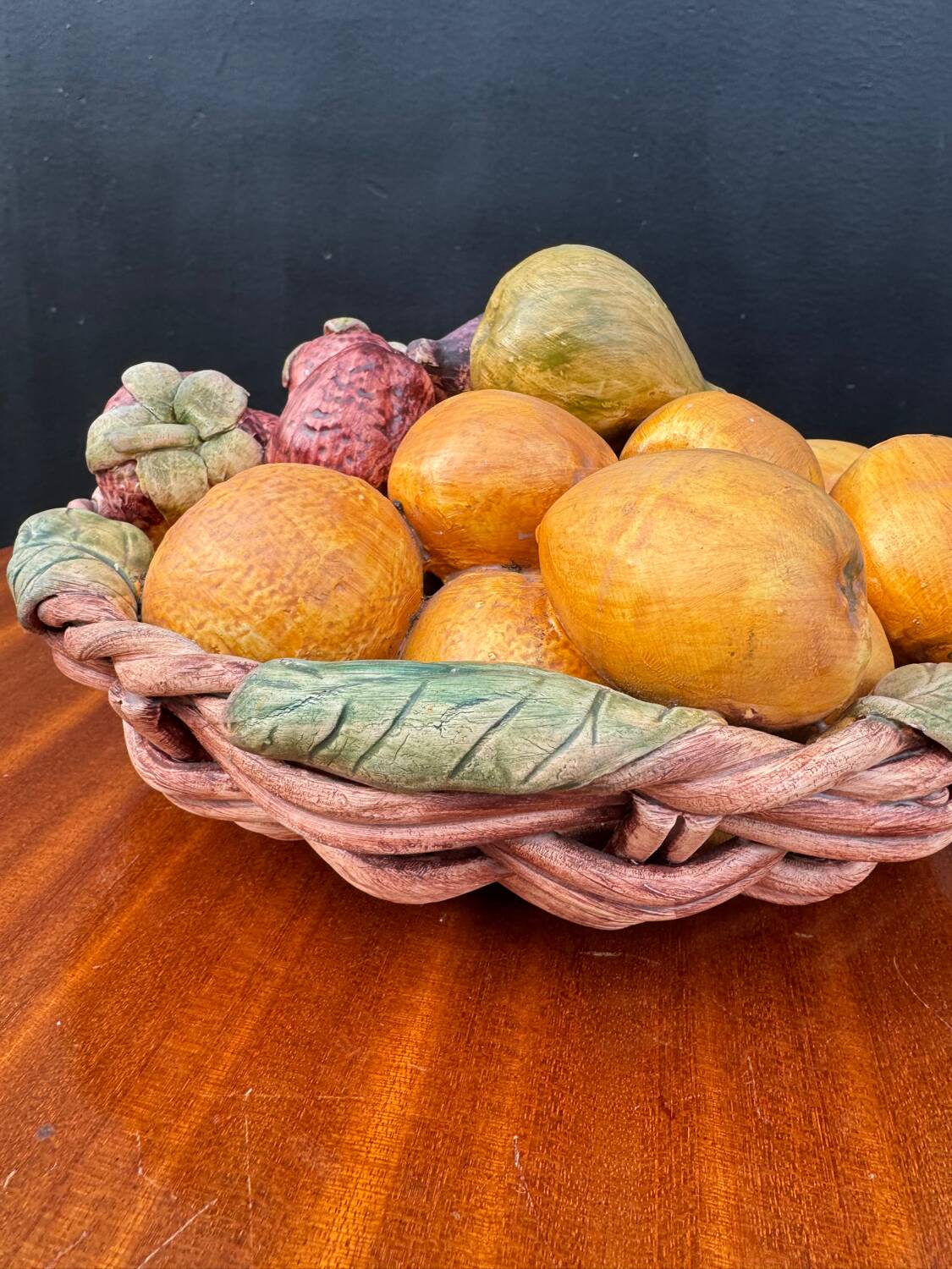 Fruit basket trompe l'œil Portugal 1970s