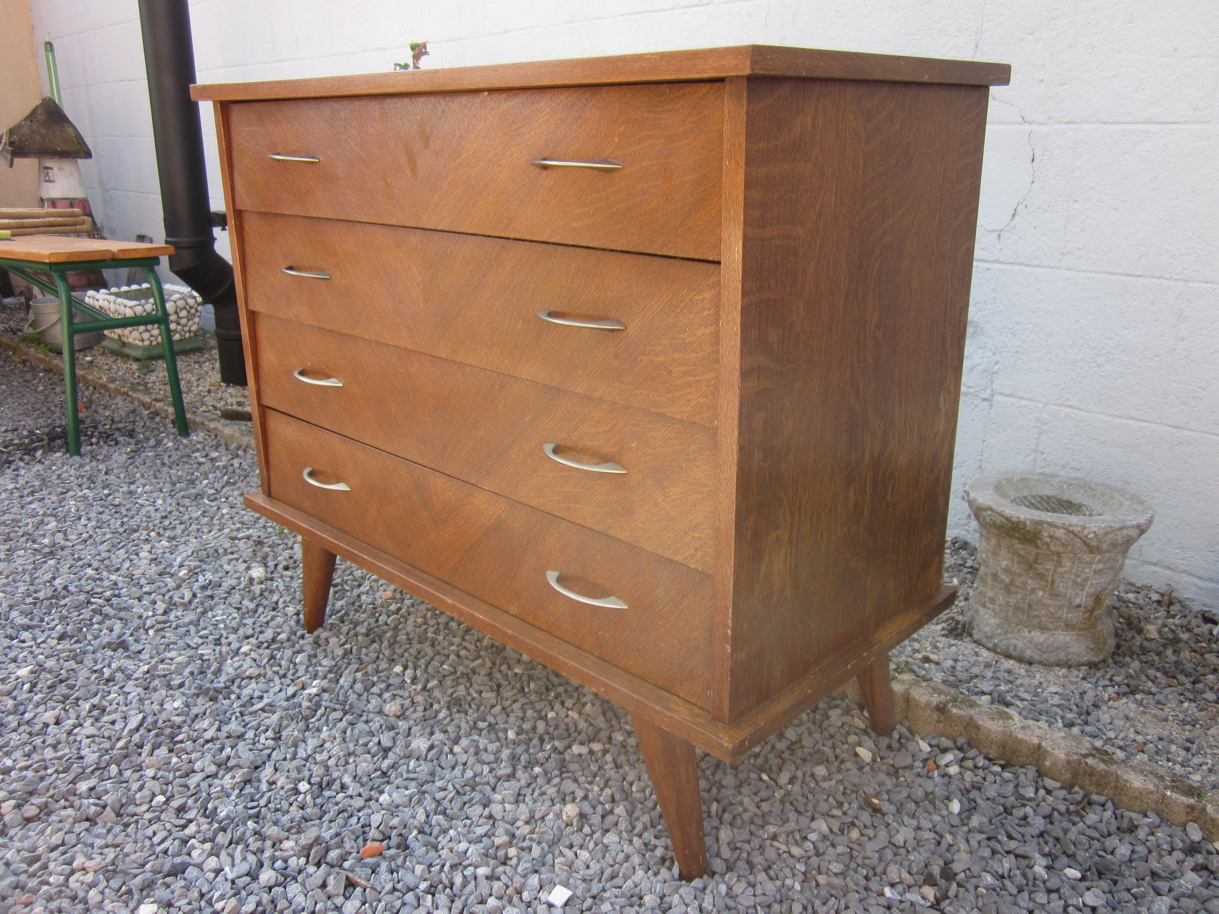Vintage chest of drawers with compass feet