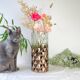 Vintage glass vase with geometric pattern in rose gold gradient