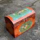 Small Chinese orange wooden flowered jewelry box