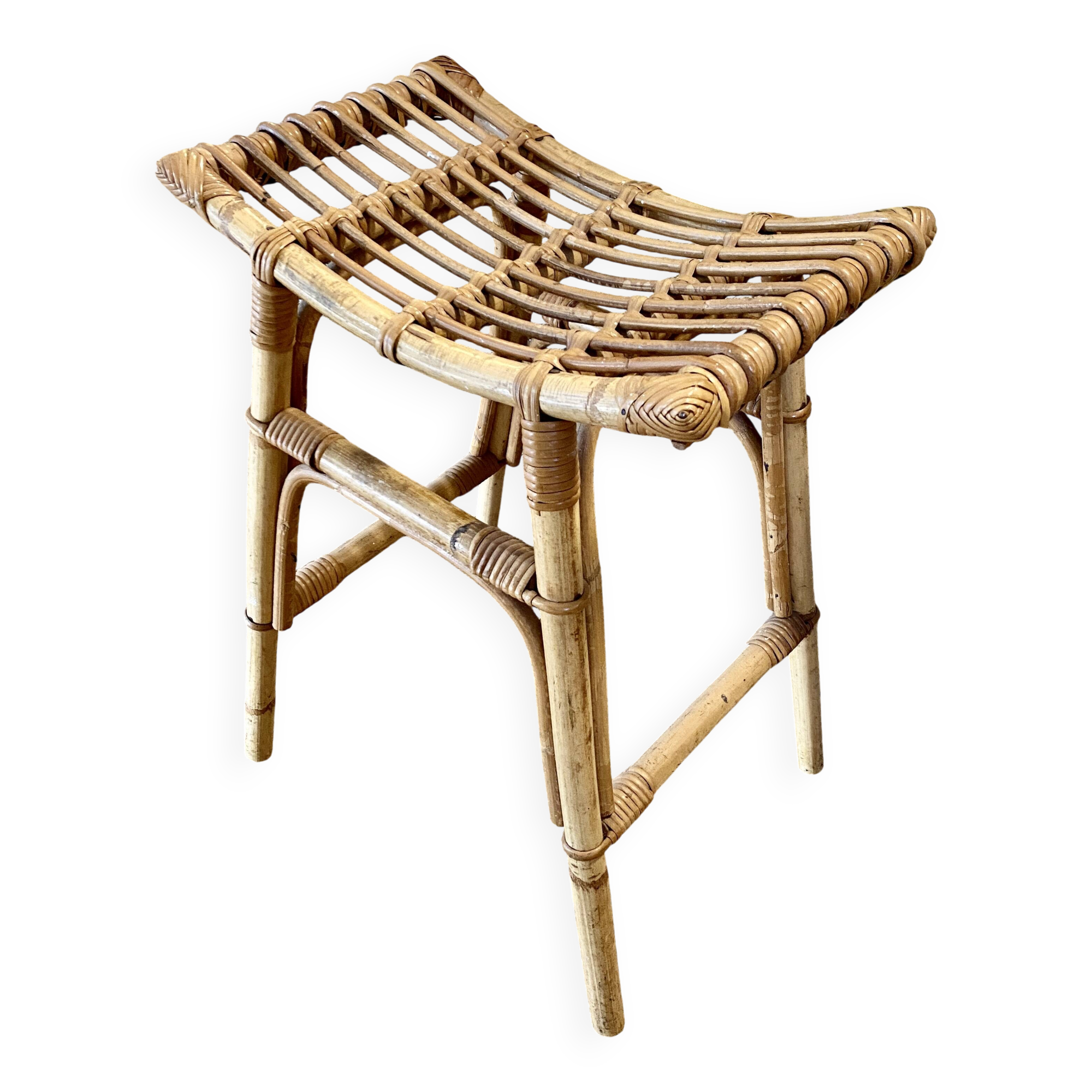Vintage rattan stool