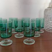 Set of 9 green glasses from the 70s.