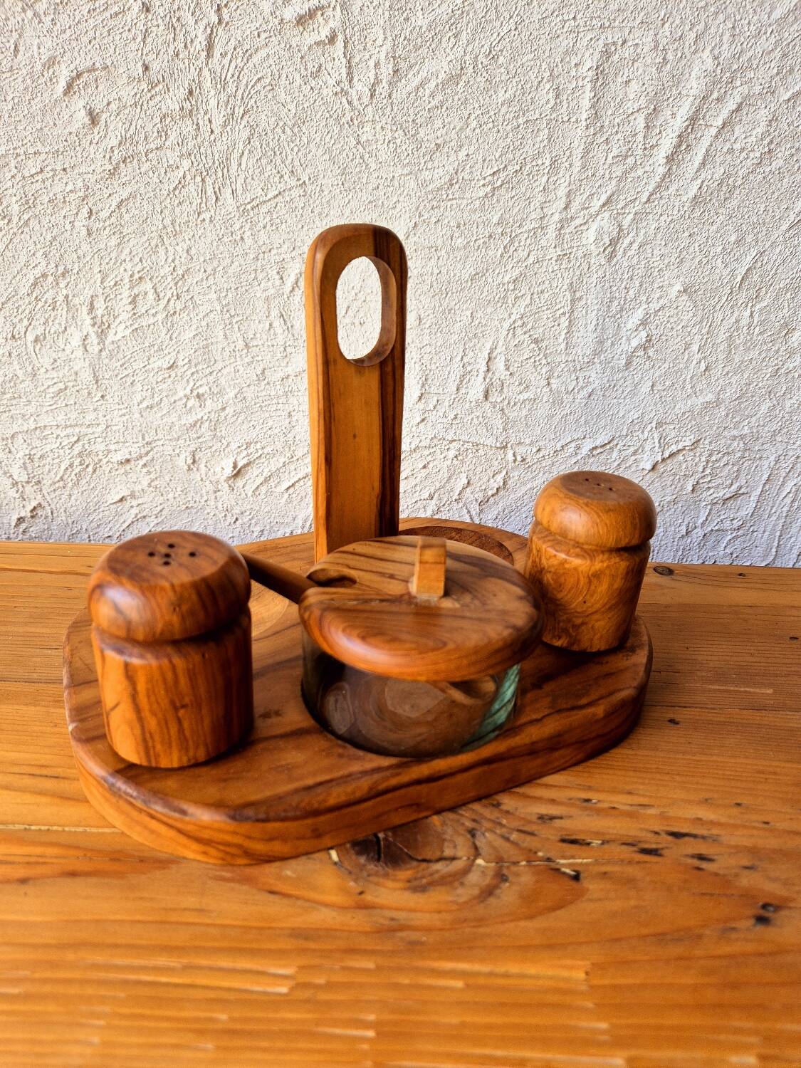 Olive wood spice set